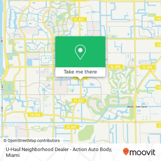 Mapa de U-Haul Neighborhood Dealer - Action Auto Body