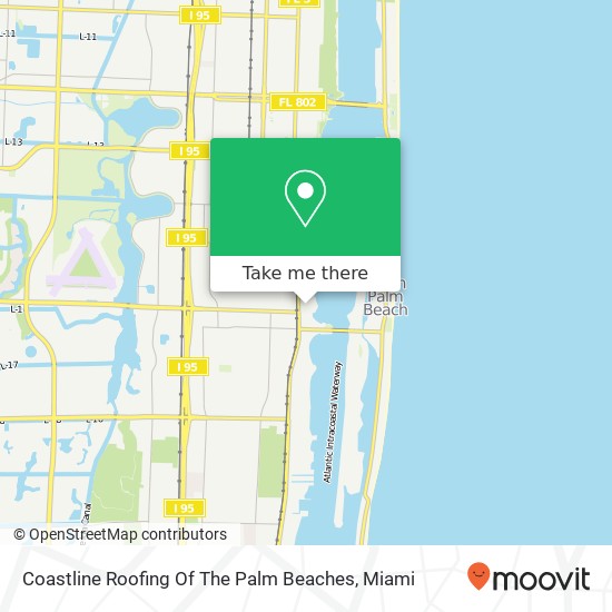 Coastline Roofing Of The Palm Beaches map