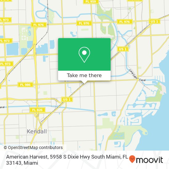 Mapa de American Harvest, 5958 S Dixie Hwy South Miami, FL 33143