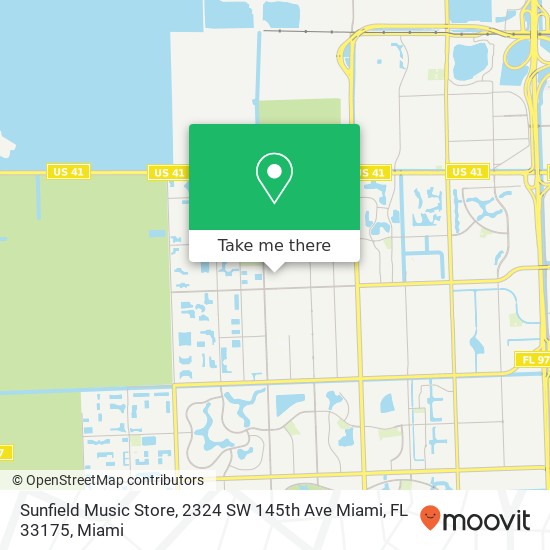 Mapa de Sunfield Music Store, 2324 SW 145th Ave Miami, FL 33175