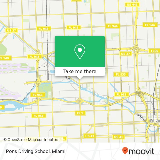 Mapa de Pons Driving School, NW 27th Ave Miami, FL 33142