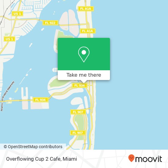 Mapa de Overflowing Cup 2 Cafe, 7141 Indian Creek Dr Miami Beach, FL 33141