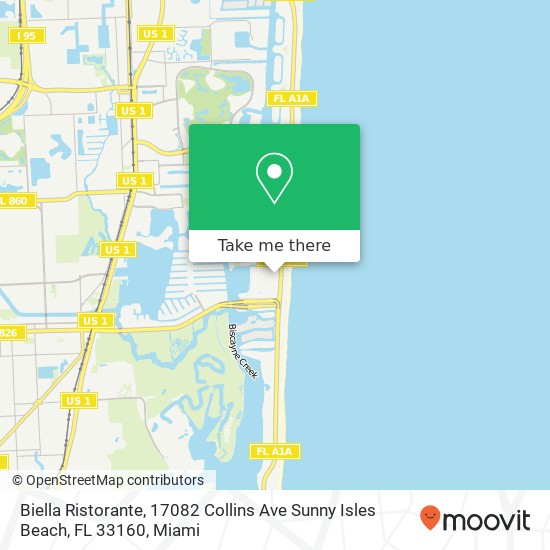 Biella Ristorante, 17082 Collins Ave Sunny Isles Beach, FL 33160 map