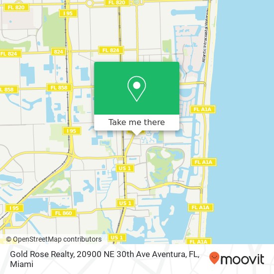 Mapa de Gold Rose Realty, 20900 NE 30th Ave Aventura, FL