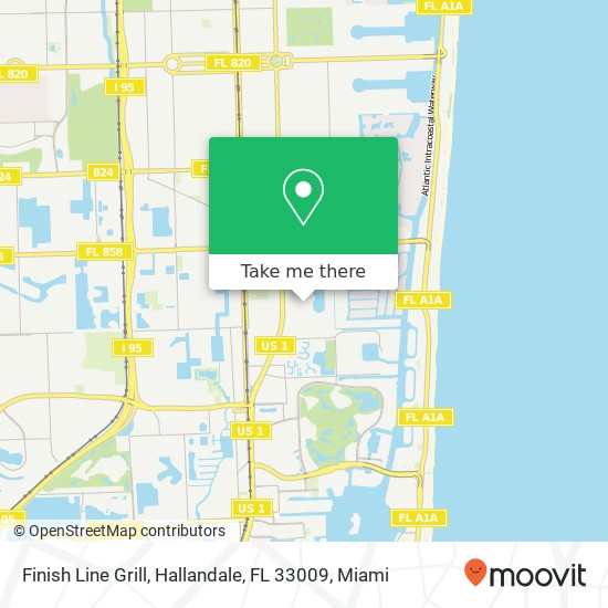 Mapa de Finish Line Grill, Hallandale, FL 33009