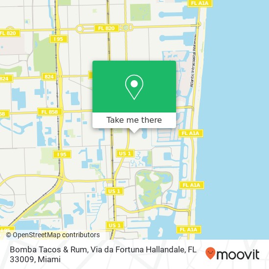 Mapa de Bomba Tacos & Rum, Via da Fortuna Hallandale, FL 33009