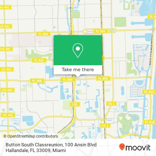 Mapa de Button South Classreunion, 100 Ansin Blvd Hallandale, FL 33009