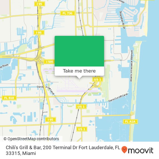 Mapa de Chili's Grill & Bar, 200 Terminal Dr Fort Lauderdale, FL 33315