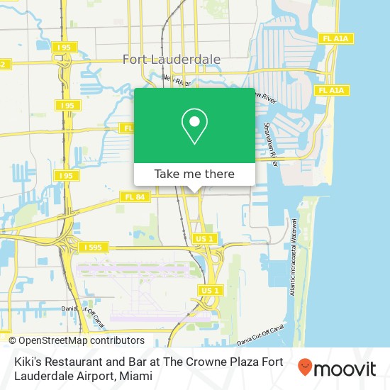 Mapa de Kiki's Restaurant and Bar at The Crowne Plaza Fort Lauderdale Airport, 455 SR-84 Fort Lauderdale, FL 33316