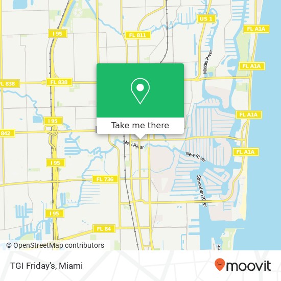 Mapa de TGI Friday's, 350 E Las Olas Blvd Fort Lauderdale, FL 33301