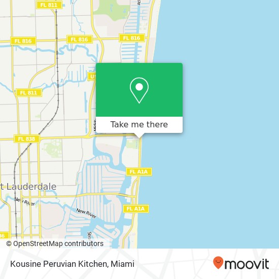 Mapa de Kousine Peruvian Kitchen, 841 N Fort Lauderdale Beach Blvd Fort Lauderdale, FL 33304