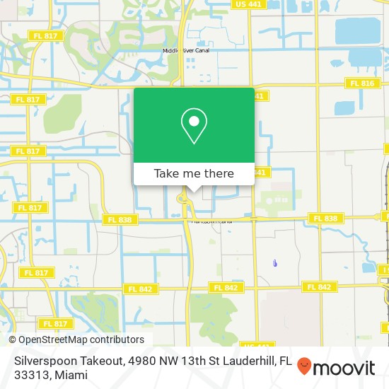 Mapa de Silverspoon Takeout, 4980 NW 13th St Lauderhill, FL 33313