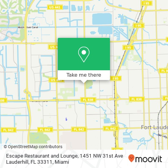 Mapa de Escape Restaurant and Lounge, 1451 NW 31st Ave Lauderhill, FL 33311