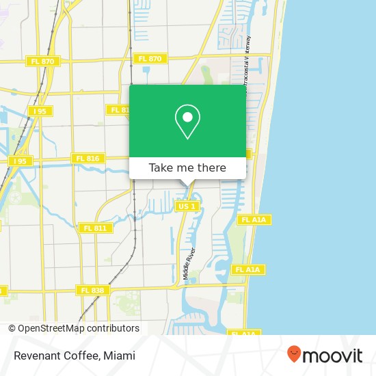 Mapa de Revenant Coffee, 2301 NE 26th St Fort Lauderdale, FL 33305