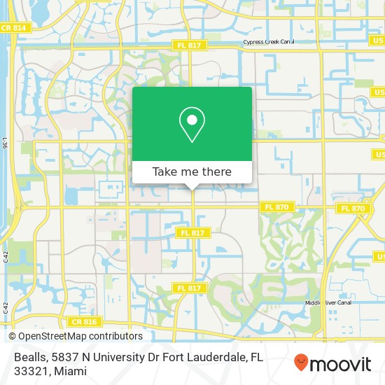 Mapa de Bealls, 5837 N University Dr Fort Lauderdale, FL 33321