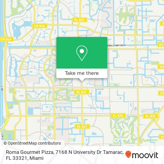 Mapa de Roma Gourmet Pizza, 7168 N University Dr Tamarac, FL 33321