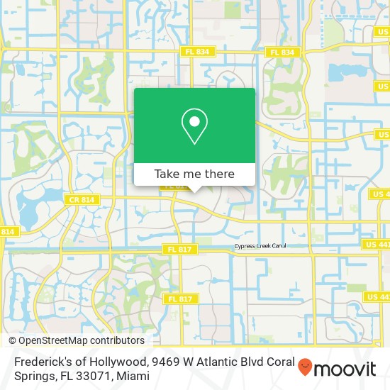 Mapa de Frederick's of Hollywood, 9469 W Atlantic Blvd Coral Springs, FL 33071