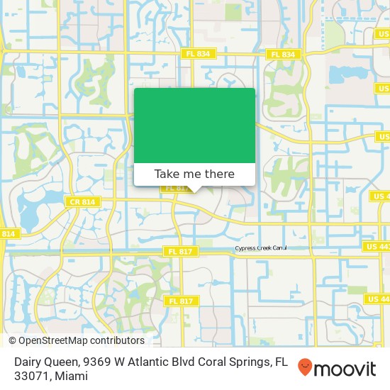 Mapa de Dairy Queen, 9369 W Atlantic Blvd Coral Springs, FL 33071