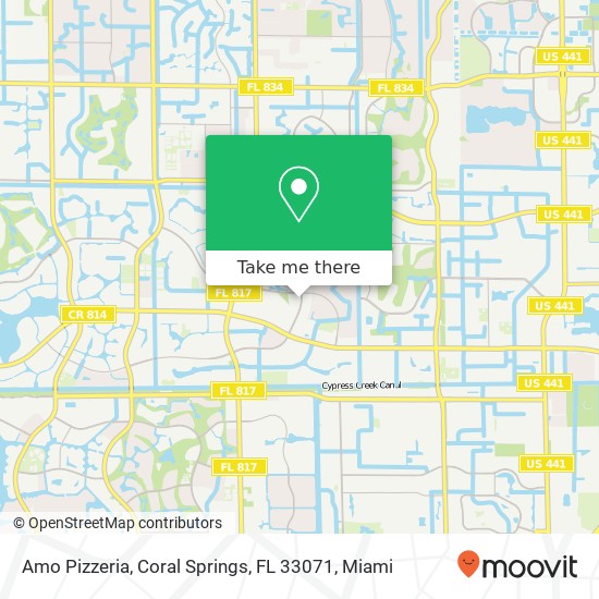 Mapa de Amo Pizzeria, Coral Springs, FL 33071