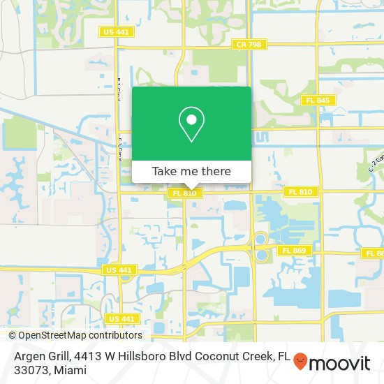 Mapa de Argen Grill, 4413 W Hillsboro Blvd Coconut Creek, FL 33073