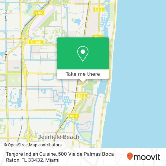 Mapa de Tanjore Indian Cuisine, 500 Via de Palmas Boca Raton, FL 33432