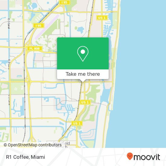 Mapa de R1 Coffee, 10 E Palmetto Park Rd Boca Raton, FL 33432