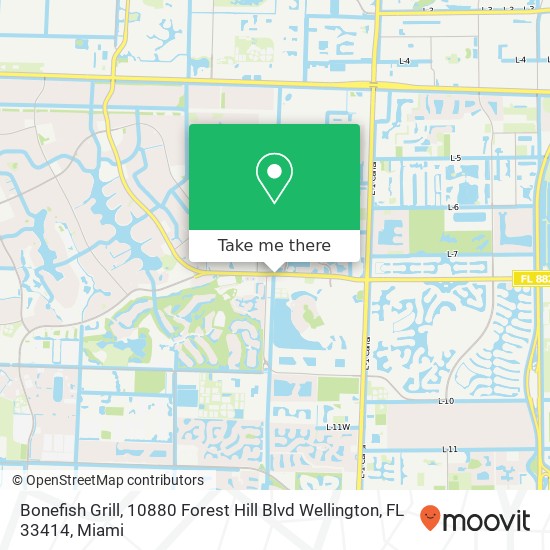 Mapa de Bonefish Grill, 10880 Forest Hill Blvd Wellington, FL 33414