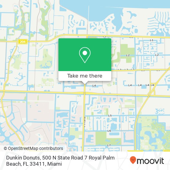 Mapa de Dunkin Donuts, 500 N State Road 7 Royal Palm Beach, FL 33411
