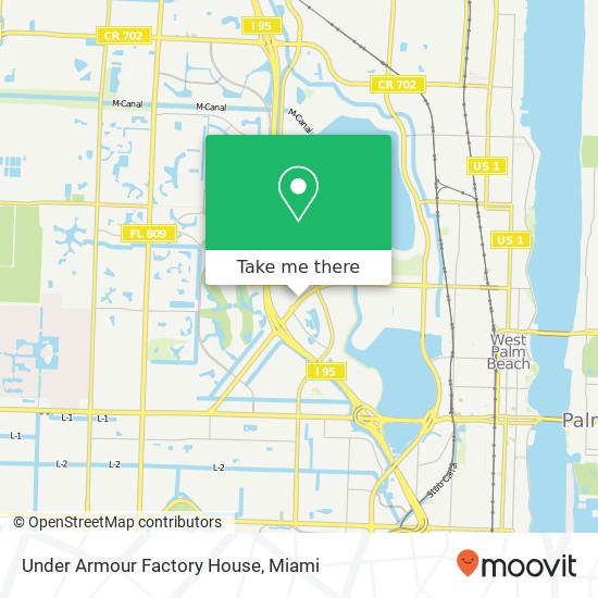 Mapa de Under Armour Factory House, 1791 Palm Beach Lakes Blvd West Palm Beach, FL 33401