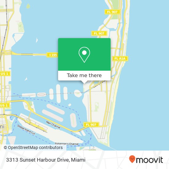 Mapa de 3313 Sunset Harbour Drive