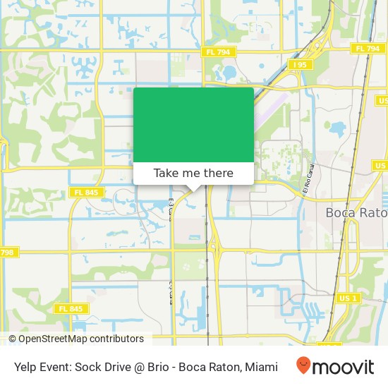 Mapa de Yelp Event: Sock Drive @ Brio - Boca Raton