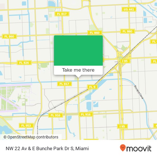 Mapa de NW 22 Av & E Bunche Park Dr S