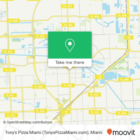 Mapa de Tony's Pizza Miami (TonysPizzaMiami.com)