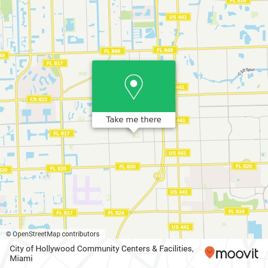 Mapa de City of Hollywood Community Centers & Facilities