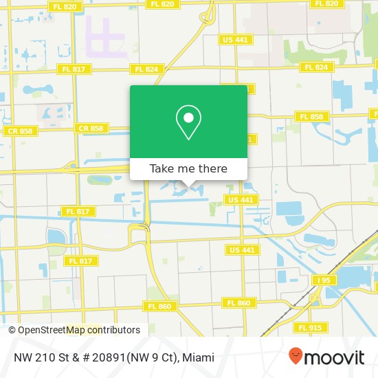 NW 210 St & # 20891(NW 9 Ct) map