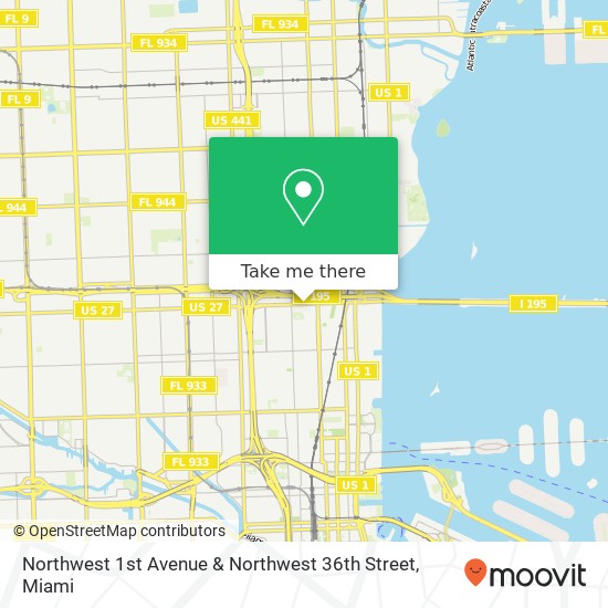 Northwest 1st Avenue & Northwest 36th Street map