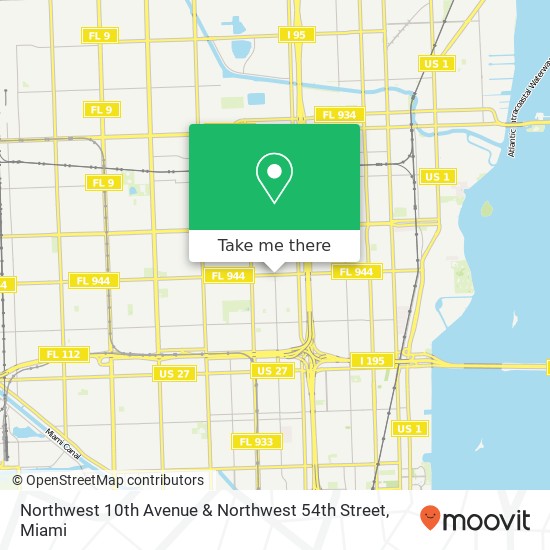 Northwest 10th Avenue & Northwest 54th Street map