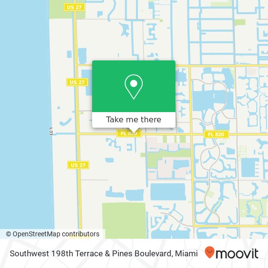 Mapa de Southwest 198th Terrace & Pines Boulevard