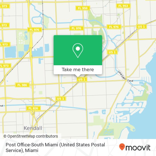 Post Office-South Miami (United States Postal Service) map