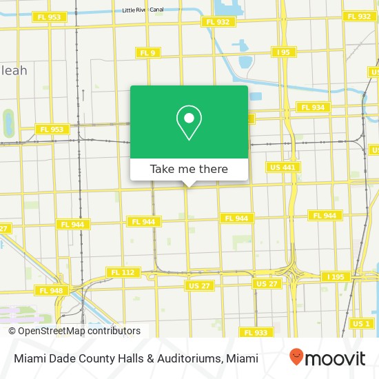 Mapa de Miami Dade County Halls & Auditoriums