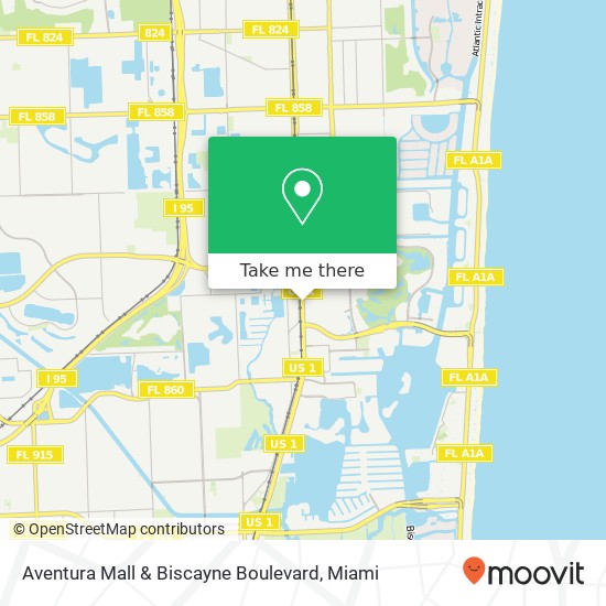 Mapa de Aventura Mall & Biscayne Boulevard