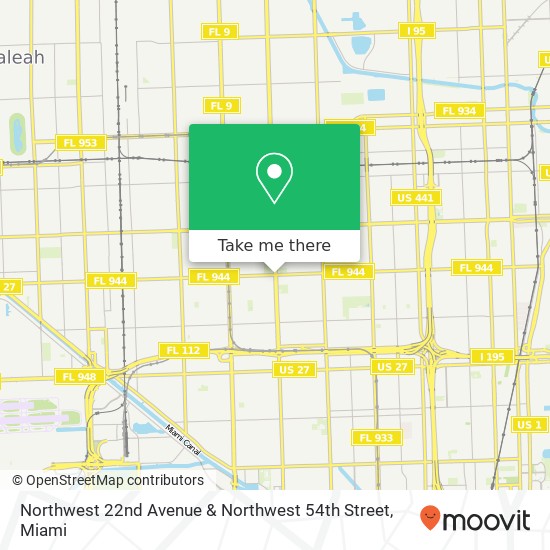 Northwest 22nd Avenue & Northwest 54th Street map
