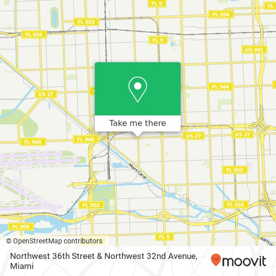 Northwest 36th Street & Northwest 32nd Avenue map
