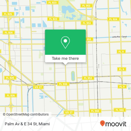 Palm Av & E 34 St map