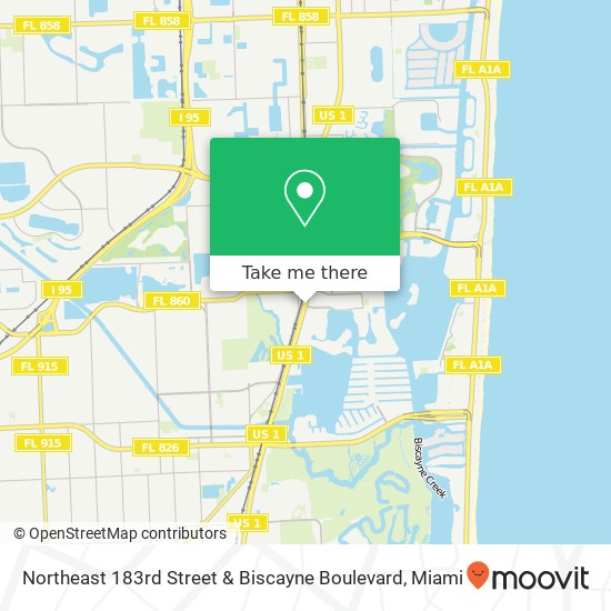 Northeast 183rd Street & Biscayne Boulevard map