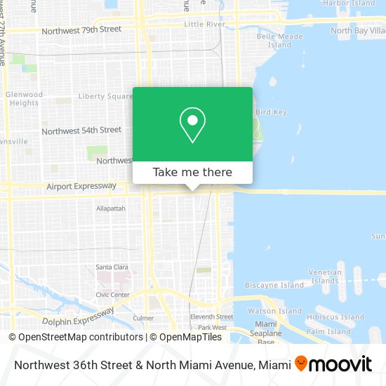 Northwest 36th Street & North Miami Avenue map