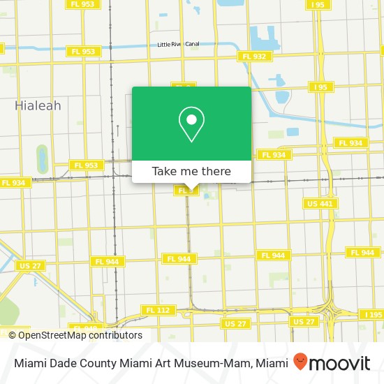 Mapa de Miami Dade County Miami Art Museum-Mam