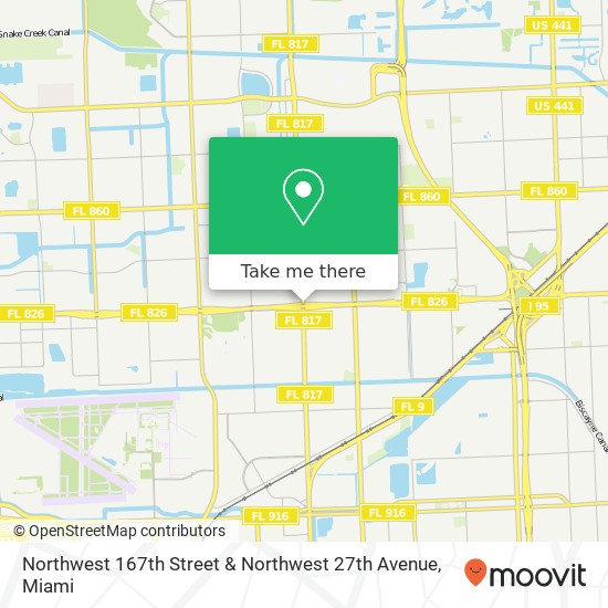 Northwest 167th Street & Northwest 27th Avenue map