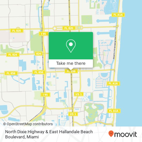 North Dixie Highway & East Hallandale Beach Boulevard map