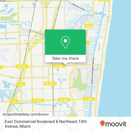 Mapa de East Commercial Boulevard & Northeast 18th Avenue